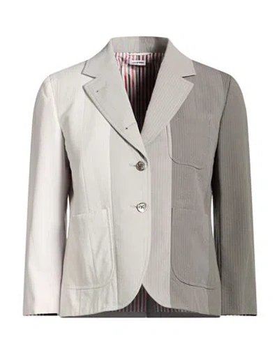 Thom Browne Woman Blazer Grey Size 10 Cotton In Gray