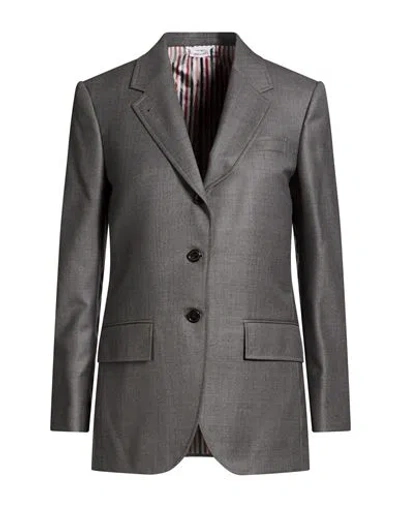 Thom Browne Woman Blazer Grey Size 10 Wool In Gray