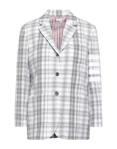 Thom Browne Checked Cotton Blazer In Gray