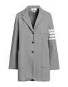 THOM BROWNE THOM BROWNE WOMAN BLAZER GREY SIZE 6 COTTON, WOOL, POLYAMIDE, ELASTANE