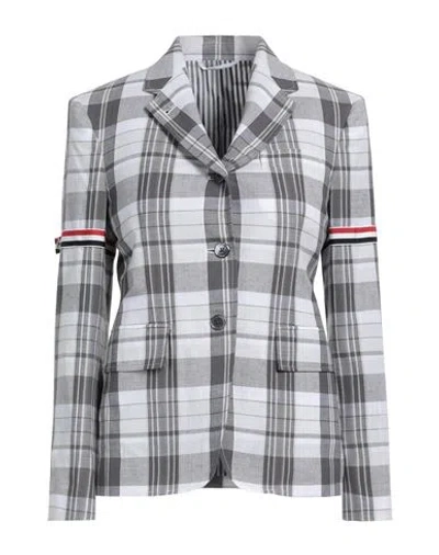 Thom Browne Woman Blazer Grey Size 8 Cotton