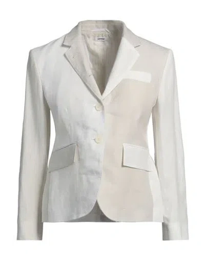 Thom Browne Woman Blazer Ivory Size 10 Linen In White