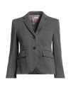 Thom Browne Woman Blazer Lead Size 10 Cotton, Viscose In Grey