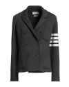 Thom Browne Double-breasted Striped Wool-blend Blazer In Grey