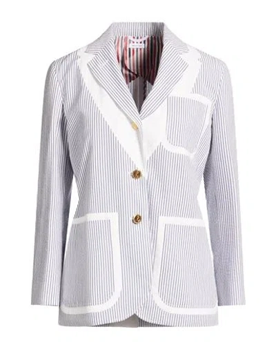 Thom Browne Woman Blazer Light Blue Size 6 Cotton