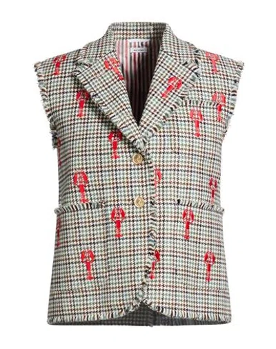 Thom Browne Woman Blazer Light Green Size 6 Wool In Multi