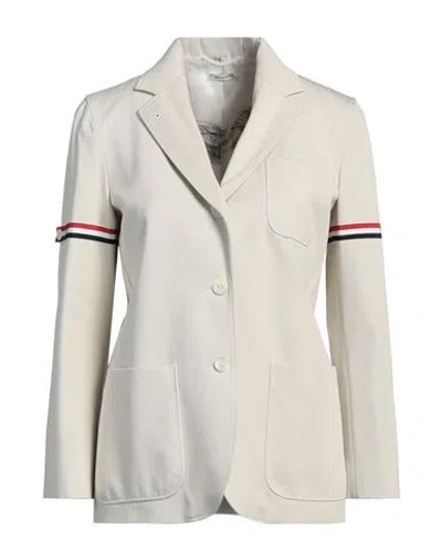 Thom Browne Woman Blazer Light Grey Size 10 Cotton