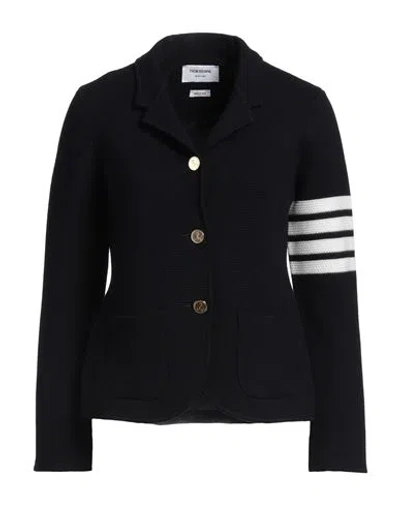 Thom Browne Woman Blazer Midnight Blue Size 12 Wool, Polyamide