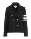 Thom Browne Double-breasted Striped Wool-blend Blazer In Blue