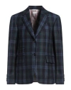 Thom Browne Woman Blazer Navy Size 4 Wool, Elastane In Navy Blue