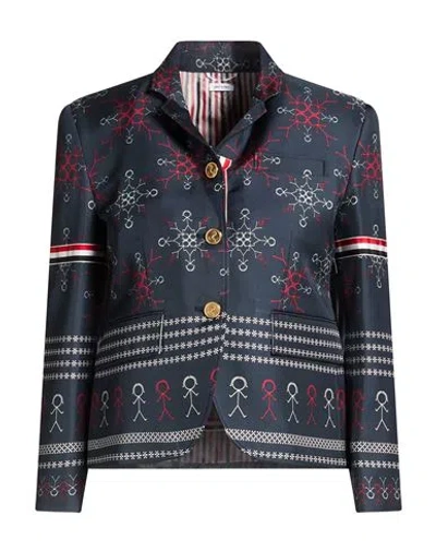 Thom Browne Woman Blazer Navy Size 10 Silk In Multi