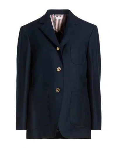 Thom Browne Woman Blazer Navy Size 8 Wool In Blue
