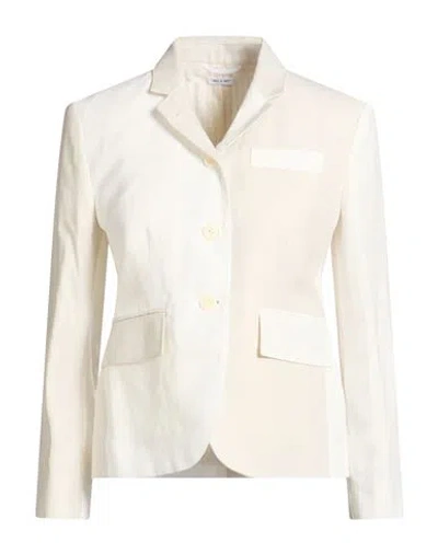 Thom Browne Woman Blazer Off White Size 8 Linen