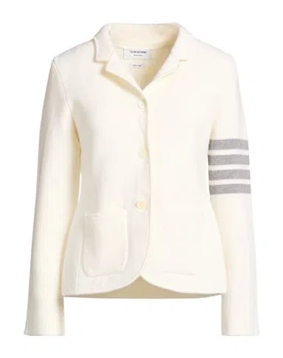 Thom Browne Woman Blazer White Size 12 Wool, Polyamide