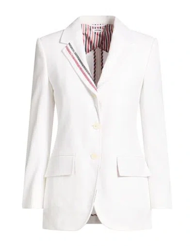 Thom Browne Woman Blazer White Size 8 Cotton, Polyamide