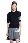 Thom Browne Ribbed Hem Crewneck Short Sleeves Striped Sleeve In Gray
