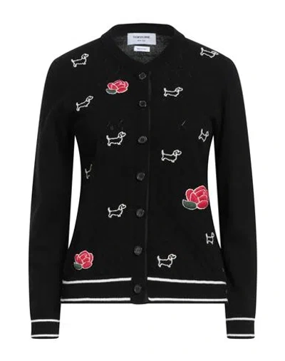 Thom Browne Woman Cardigan Black Size 10 Virgin Wool, Acrylic