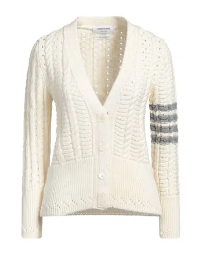 Thom Browne Woman Cardigan Cream Size 8 Merino Wool In White