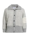 Thom Browne Woman Cardigan Grey Size 10 Wool, Mohair Wool