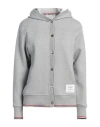 Thom Browne Rwb Striped Button-front Hoodie In Grey