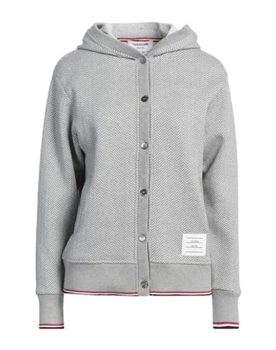 THOM BROWNE THOM BROWNE WOMAN CARDIGAN GREY SIZE 4 COTTON