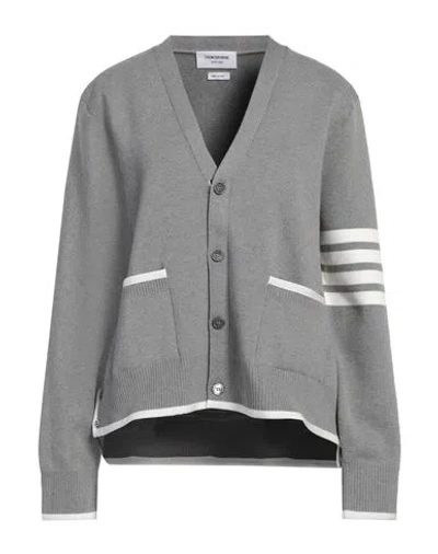Thom Browne Woman Cardigan Grey Size 4 Cotton