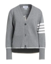 Thom Browne Woman Cardigan Grey Size 6 Virgin Wool In Gray