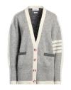 Thom Browne Woman Cardigan Grey Size 6 Wool, Mohair Wool