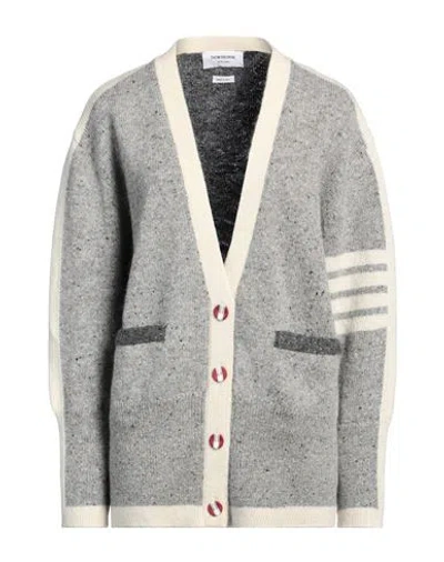 Thom Browne Woman Cardigan Grey Size 6 Wool, Mohair Wool In Grey