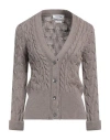 Thom Browne Woman Cardigan Khaki Size 8 Merino Wool In Beige