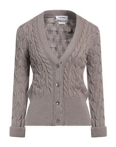 Thom Browne Woman Cardigan Khaki Size 8 Merino Wool In Beige