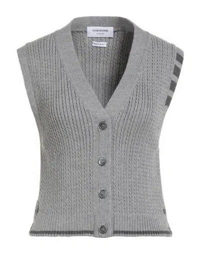Thom Browne Woman Cardigan Light Grey Size 4 Virgin Wool In Gray