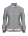 Thom Browne Woman Cardigan Light Grey Size 6 Cotton