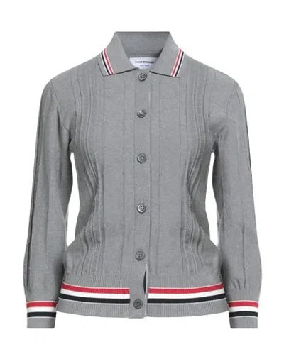 Thom Browne Woman Cardigan Light Grey Size 6 Cotton
