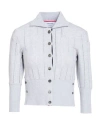 Thom Browne Woman Cardigan Light Grey Size 8 Cotton, Elastane