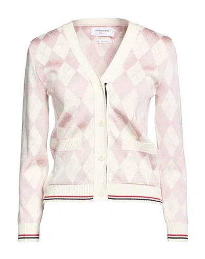 Thom Browne Woman Cardigan Light Pink Size 4 Silk, Cotton, Polyamide