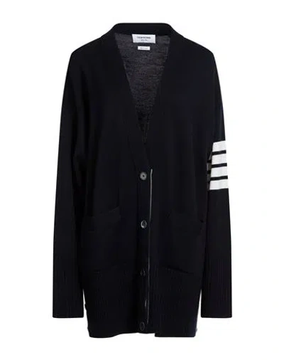 Thom Browne Woman Cardigan Midnight Blue Size 12 Merino Wool In Black