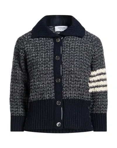 Thom Browne Woman Cardigan Midnight Blue Size 12 Wool, Mohair Wool In Black