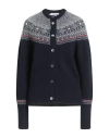 Thom Browne Woman Cardigan Midnight Blue Size 6 Virgin Wool, Mohair Wool, Polyamide, Wool