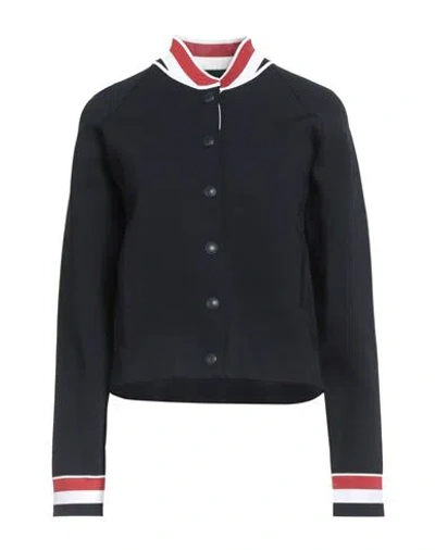 Thom Browne Woman Cardigan Midnight Blue Size 6 Viscose, Polyester In Black