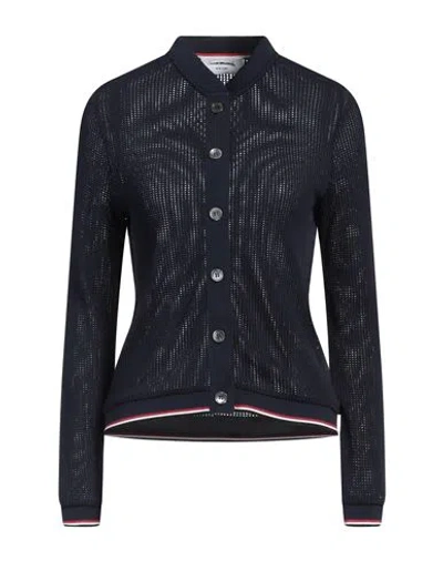 Thom Browne Woman Cardigan Midnight Blue Size 8 Viscose, Polyamide