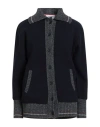 Thom Browne Woman Cardigan Midnight Blue Size 8 Wool, Silk, Cotton, Polyamide, Viscose