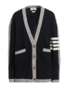 Thom Browne Woman Cardigan Navy Size 12 Wool, Mohair Wool In Navy