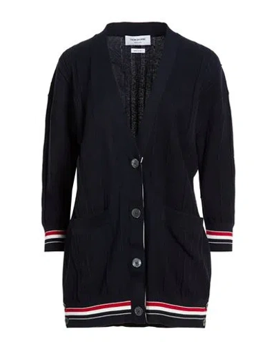 Thom Browne Woman Cardigan Navy Size 6 Cotton In Blue