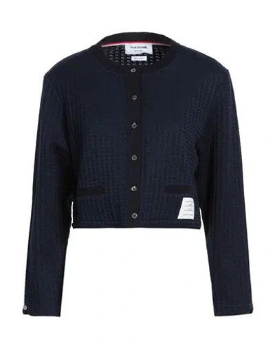 Thom Browne Woman Cardigan Navy Size 8 Cotton In Blue