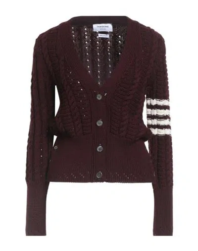 Thom Browne Woman Cardigan Plum Size 6 Merino Wool