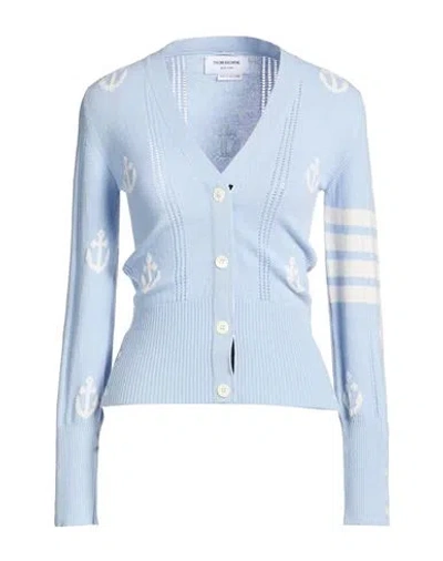 Thom Browne Woman Cardigan Sky Blue Size 0 Cashmere