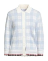 Thom Browne Woman Cardigan Sky Blue Size 6 Wool