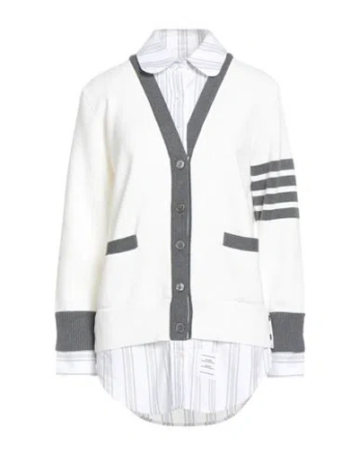 Thom Browne Woman Cardigan White Size 4 Cotton
