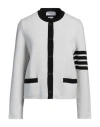 Thom Browne Cardigan Aus Einer Wollmischung Mit Streifen In White